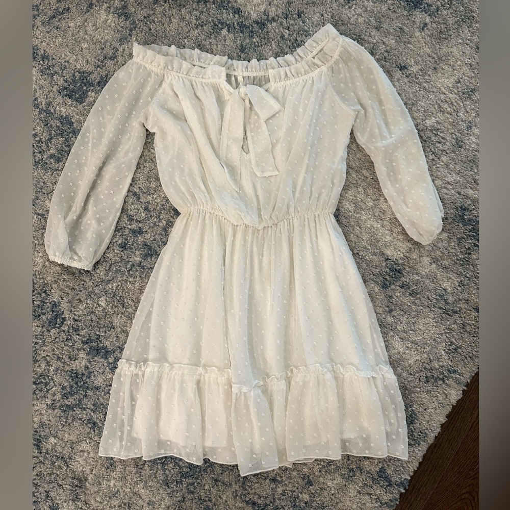 White Off the Shoulder Mini Dress